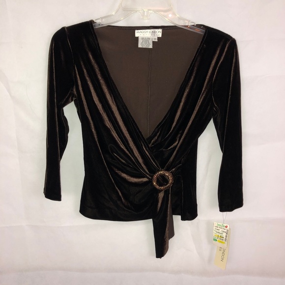 Maggy London Tops - Maggy London Womans Velour Brown Top 2 Petites NWT